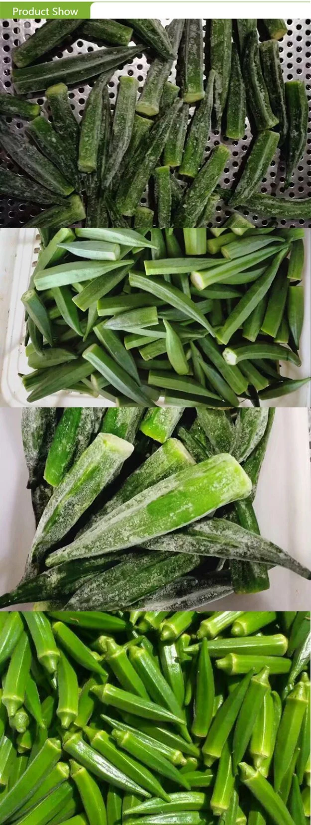 China IQF Frozen Whole Green Okra for Food Service Wholesaler